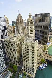 Bascule Bridge Prints: High view of the Wrigley Building, Chicago, Illinois, United States of America, North