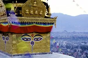 Images Dated 18th April 2011: Higher view of the Buddhist stupa, Swayambu (Swayambhunath) (Monkey Temple)