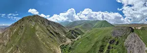 Wanderlust Prints: Highland scenery of Qarabaqh showing hills and valleys under a blue sky in Azerbaijan