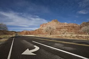 Highway 24 by the Castle, Capitol Reef National Park, Utah, United States of America