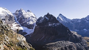 Contemplation Gallery: Hiker on the Alpine Circuit Trail at Lake O Hara, Yoho National Park, UNESCO World Heritage Site