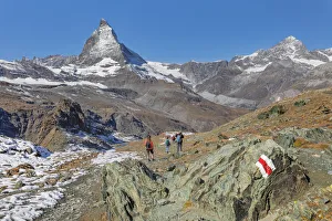 Recreational Pursuits Prints: Hikers on Gornergrat, Matterhorn Peak