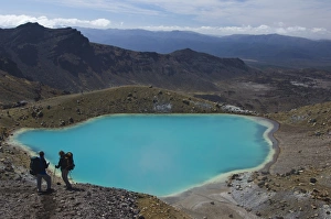 Hikers near Emerald Lakes on the Tongariro Crossing
