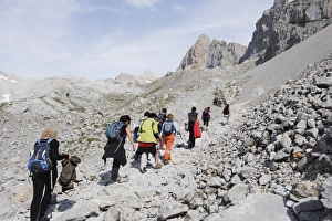 Images Dated 8th August 2009: Hikers in Picos de Europa National Park, shared by the provinces of Asturias