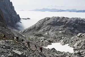 Images Dated 8th August 2009: Hikers in the Picos de Europa National Park, shared by the provinces of Asturias