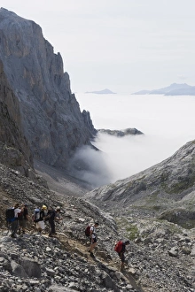Images Dated 8th August 2009: Hikers in the Picos de Europa National Park, shared by the provinces of Asturias