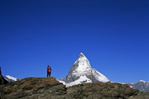 Swiss Prints: Hikers on rocks and the Matterhorn