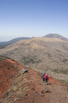 Fitness Prints: Hikers, volcanic scenery and hiking trail