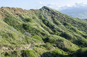 Pacific Islands Prints: Hiking in Diamond Head State Monument (Leahi Crater), Honolulu, Oahu, Hawaii, United