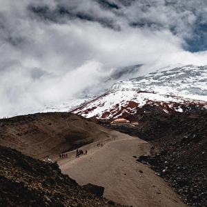Volcanic Terrain Prints: Hiking towards the refuge, Cotopaxi Volcano, Ecuador, South America