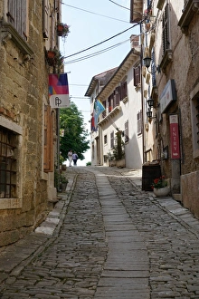 Cobblestones Prints: Hill village of Groznjan, Istra Peninsula, Croatia, Europe