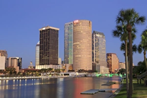 Tampa Prints: Hillsborough River and Tampa skyline, Florida, United States of America, North America