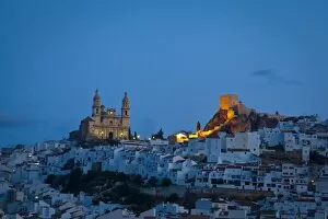 Images Dated 20th April 2011: The hilltop village of Olvera illuminated at dawn, Olvera, Cadiz Province, Andalusia, Spain, Europe
