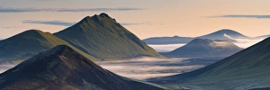Images Dated 14th August 2009: Hilltops and lava fields in Nordunamshraun, seen from Namshraun, Landmannalaugar area