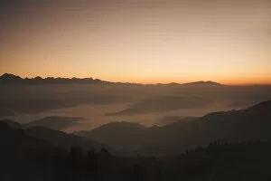 Himalayas at sunrise, near Ngarkot, Bagmati, Nepal, Asia