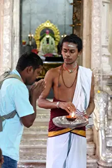 South East Asian Prints: Hindu Brahmin priest, Sri Veeramakaliamman Hindu Temple, Singapore, Southeast Asia, Asia