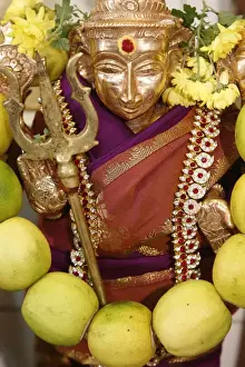 Religious Offering Prints: The Hindu goddess Durga at Diwali celebration at the Paris Ganesh temple