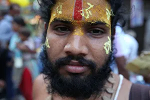 Indigenous Culture Prints: Hindu outside Shri Bankey Bihari Mandir, a notorious Hindu temple dedicated to Krishna in