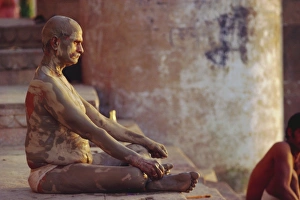 Bare Foot Prints: Hindu pilgrim meditating