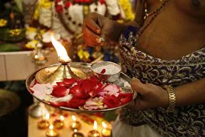 Ceremonies Prints: Hindu puja (celebration) in a Sri Lankan temple, Paris, France, Europe