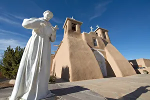 Bell Tower Prints: The historic adobe San Francisco de Asis church in Taos, New Mexico, United States