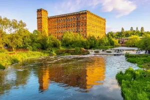 Recreational Prints: Historic Anchor Mill stands by White Cart Water in Paisley