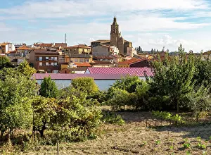 Town Center Prints: Historic buildings and Church of the Ascension in village of San Asensio