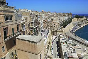 Old City Prints: Historic buildings on the Grand Harbour waterfront in Valletta