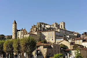 Styles Prints: Historic buildings and tower situated on a hillside in Auch Gers