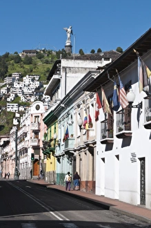 Images Dated 18th April 2010: Historic Center with the Virgin of Quito Monument on hill, Quito, Ecuador, South America