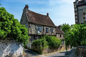 Windows Prints: Historic half timbered house in Provins showcasing traditional architecture and craftsmanship