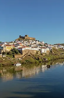 Amazing Prints: Historic hilltop walled medieval village of Mertola with castle