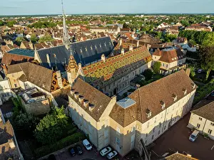 Attractions Prints: Historic Hospices de Beaune viewed from above in the town of Beaune