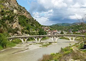 Albania Prints: Historic Ottoman period Gorica bridge crossing River Osum, Berat, Albania, Europe