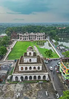 Ecology Prints: Historic Puthia Rajbari Complex shows its impressive architecture and green landscape in Bangladesh from above