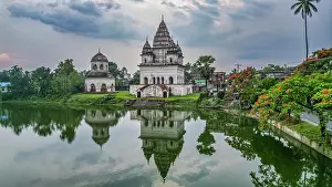 Sites Prints: Historic Puthia Rajbari Complex viewed from above shows architectural beauty and surrounding scenery in Bangladesh