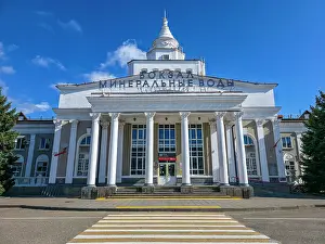 Columns Prints: Historic railway station in Pyatigorsk showcases architecture and transportation history in Russia
