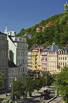 Historic spa section of Karlovy Vary, Bohemia, Czech Republic, Europe