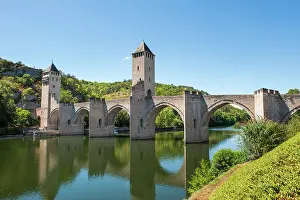Valentre Prints: Historic stone bridge crosses the Lot River in Cahors