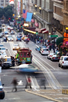 San Francisco Prints: Historic street car and street scene