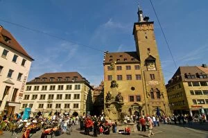 Images Dated 27th April 2008: Historic town square of Wurzburg, Franconia, Bavaria, Germany, Europe
