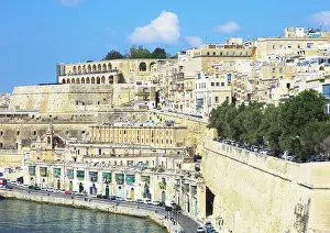 City Walls Prints: Historic waterfront buildings on Grand Harbour waterside