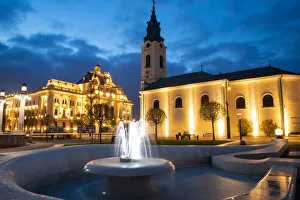 Water Fountain Prints: Historical buildings in Oradea, Romania, Europe