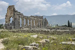 Ancient Rome Prints: Historical site of ancient Roman ruins of Volubilis, UNESCO World Heritage Site, Morocco