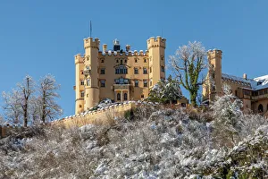 New Year Prints: Hohenschwangau Castle, Schwangau, Fussen, Swabia, Bavarian Alps, Bavaria, Germany, Europe