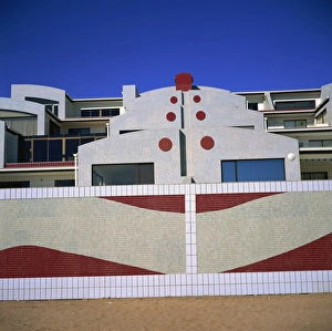 Apartments Prints: Holiday flats overlooking beach area, Swakopmund, Namibia, Africa