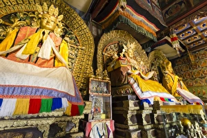 Gold Colour Prints: Holy Abida, Child Buddha and Otoch Manal, Zuu of Buddha temple, Erdene Zuu Khiid
