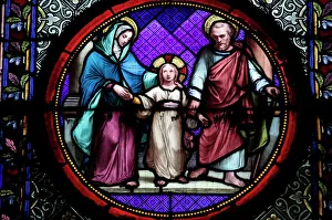 Windows Prints: Holy Family stained glass in Sainte Clotilde church, Paris, France, Europe