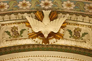 Basilica Prints: Holy Ghost sculpture in Fourviere Basilica, Lyon, Rhone, France, Europe