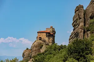 Thessaly Prints: Holy Monastery of Rousanou located on a rock pillar with stone walls